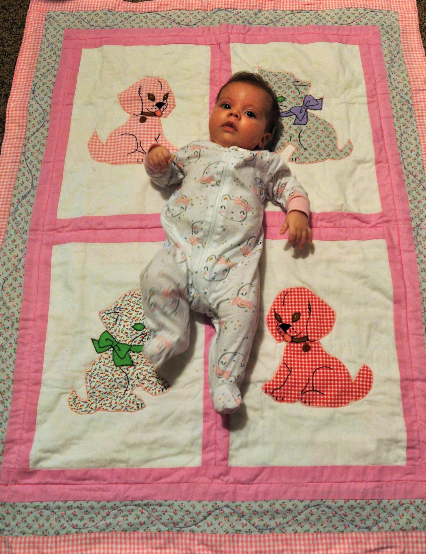Vintage Sewing Pattern Gingham Dog Calico Cat Baby Crib Quilt Printable PDF Instant Digital Download Puppy Kitten Applique Blocks Blanket