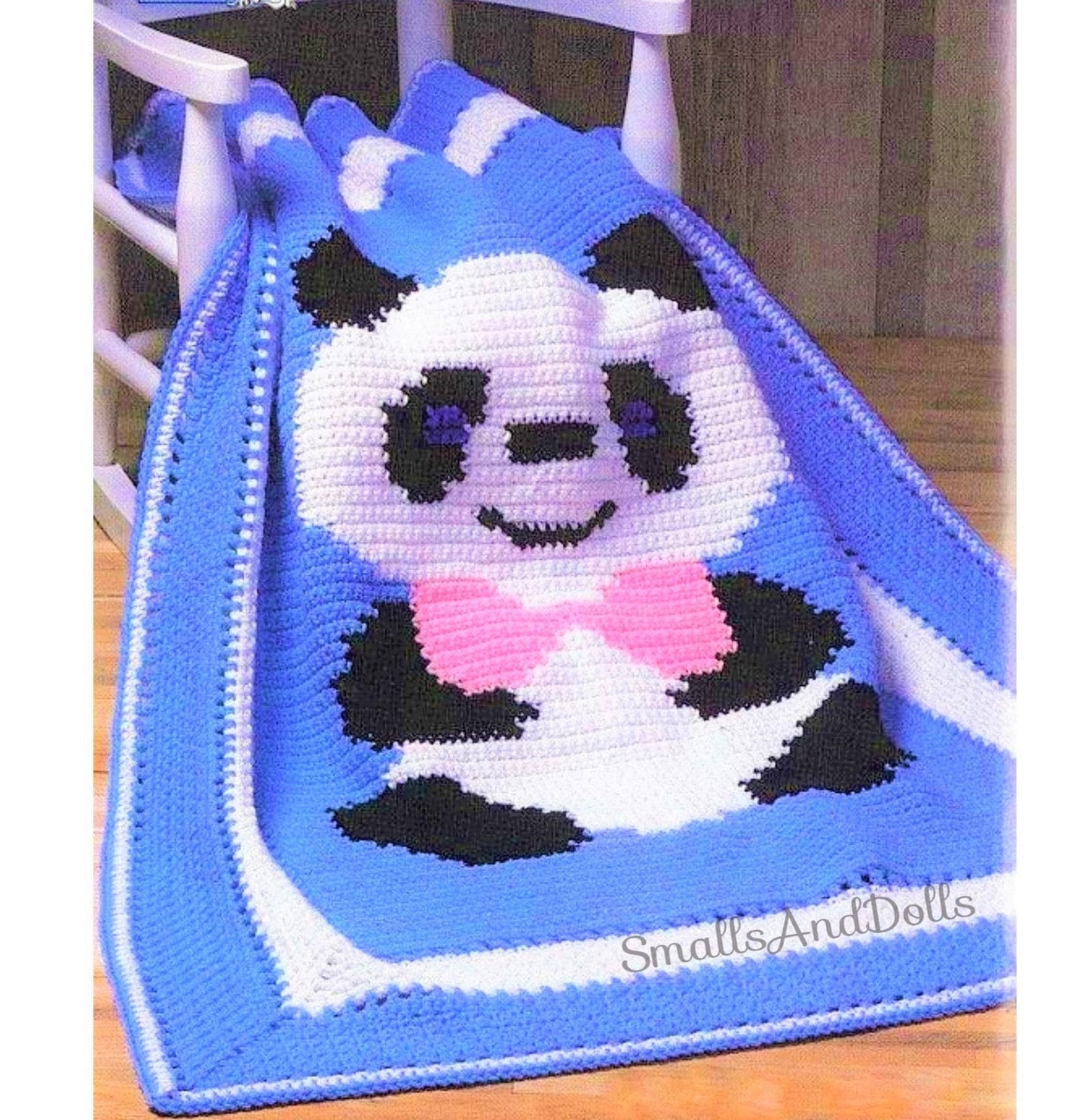 Vintage Crochet Pattern Panda Bear Baby Afghan PDF Instant Digital Download Animal Blanket Lapghan 30x41 10 Ply