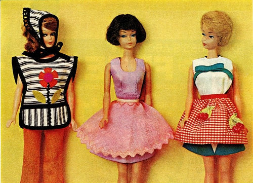 Vintage Sewing Pattern Fashion Doll Fabric Aprons  PDF Instant Digital Download Sewn Barbie Accessories 3 Designs