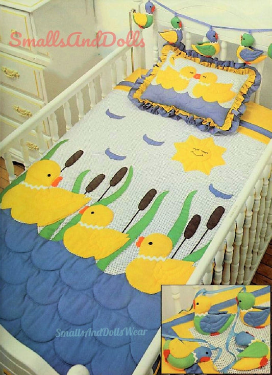 Vintage Sewing Pattern Ducks Ducklings Baby Quilt Blanket Pillow Crib Toy Bedding Set PDF Instant Digital Download Quilted Applique Nursery