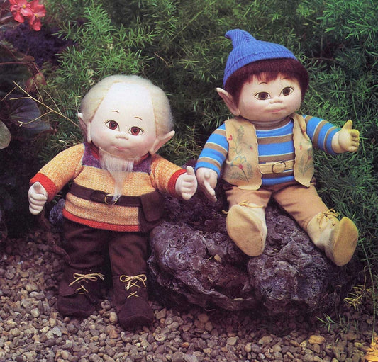 Vintage Sewing Pattern 18" Elf Gnome Pixie Boy Soft Sculpture Dolls & Outfits PDF Instant Digital Download Soft Toys Full Size Patterns