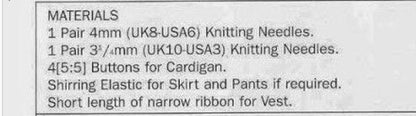 Vintage Knitting Pattern Doll Clothes Cardigan Skirt Beret 7 Piece Outfit 12-14 15-18 19-22 Inch Dolls PDF Instant Digital Download 8 Ply