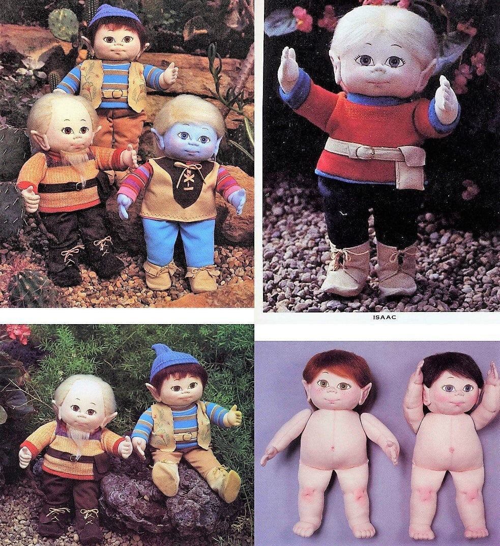 Vintage Sewing Pattern 18" Elf Gnome Pixie Boy Soft Sculpture Dolls & Outfits PDF Instant Digital Download Soft Toys Full Size Patterns