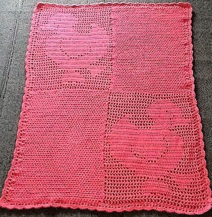 Vintage Filet Crochet Pattern Dancing Ducks Baby Blanket Afghan PDF Instant Digital Download Cot Pram Cover Lap Blanket 8 Ply 36x44