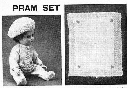 Vintage Knitting Patterns 18 - 22 Inch Doll Clothes Complete Layette Pram Set Sleeping Bag Outfits PDF Instant Digital Download  8 Ply