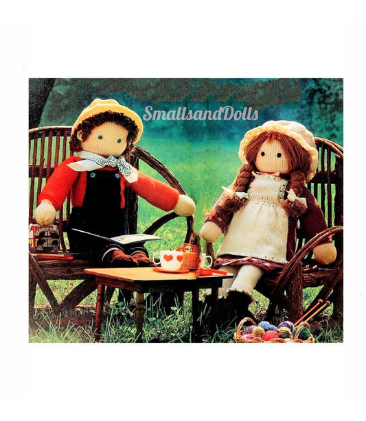 Vintage Knitting Pattern 36" Large Girl and Boy Soft Toy Dolls Sunbonnet Sue Overall Sam PDF Instant Download Large Life Size Country Dolls