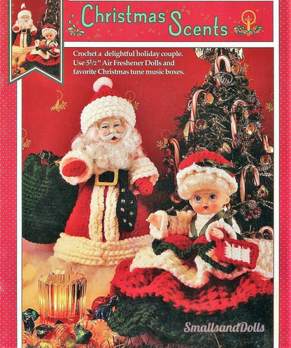 Vintage Crochet Pattern Santa & Mrs Claus Christmas Scents Air Freshener Cover Music Box Doll PDF Instant Digital Download  10 Ply