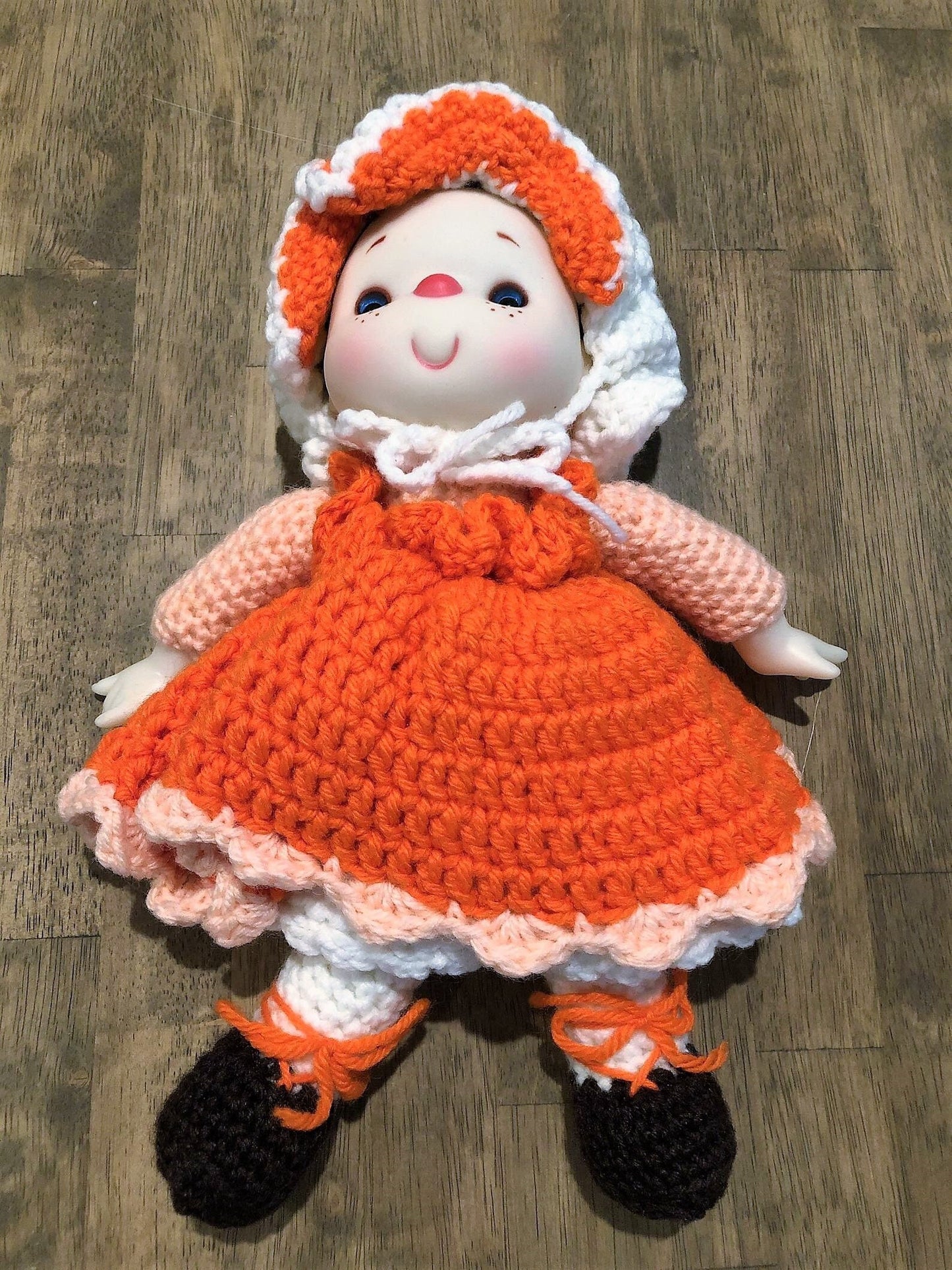 Vintage Crochet Pattern 14" Pumpkin Pie Christmas Yarn Head Doll PDF Instant Digital Download Retro 1980s 10 Ply