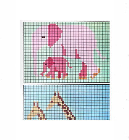 Vintage Knitting Pattern Toddler Girl Giraffe Elephant Dresses Knit Fair Isle Jacquard PDF Instant Digital Download 2-3 yrs DK
