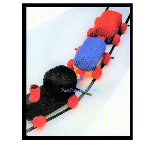 Vintage Knitting Pattern 15" Toy Train Engine & Box Cars Soft Plush Toys PDF Instant Digital Download Train Amigurumi 10 Ply