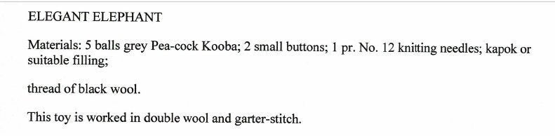 Vintage Knitting Pattern Knit Elephant Soft Plush Toy c. 1960 PDF Instant Digital Download Garter Stitch Elephant Amigurumi 4 Ply