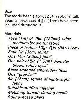 Vintage Sewing Pattern 24" Plush Traditional Classic Teddy Bear PDF Instant Digital Download Sewn Soft Toy Faux Fur Leather Paws