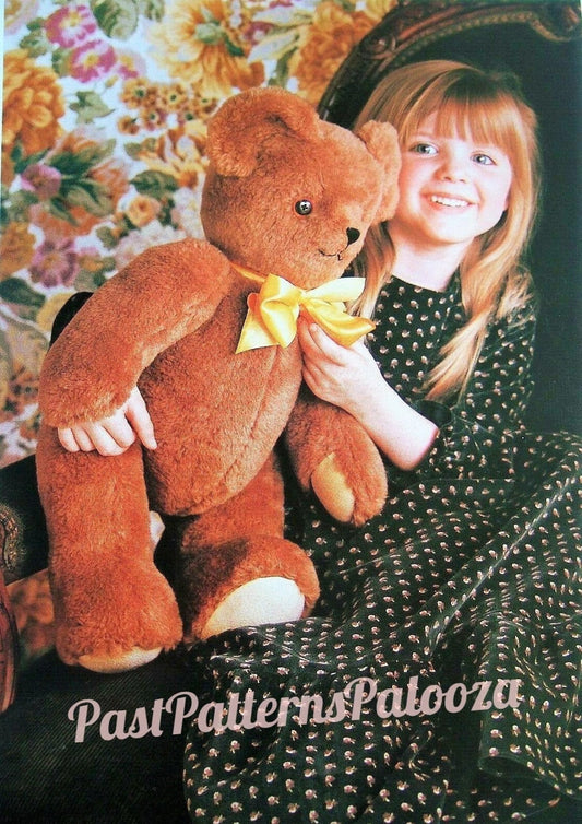 Vintage Sewing Pattern 21" Traditional Classic Teddy Bear Plush Fur Fabric PDF Instant Digital Download Soft Jointed Toy Bear Button Eyes