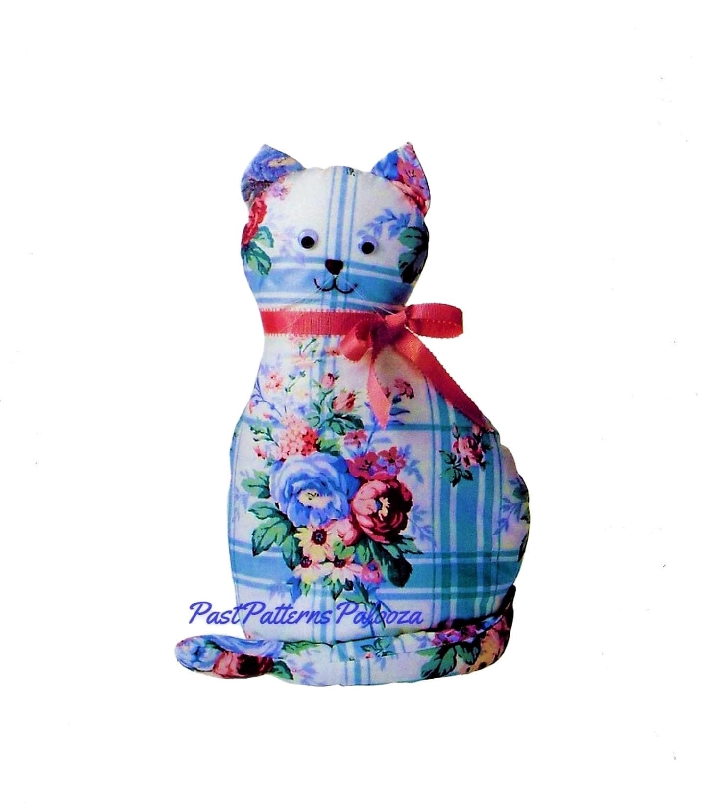 Vintage Sewing Pattern 18" Pretty Kitty Floral Chintz Fabric Cat Toy Pillow Doll PDF Instant Digital Download Sewn Soft Country Cat