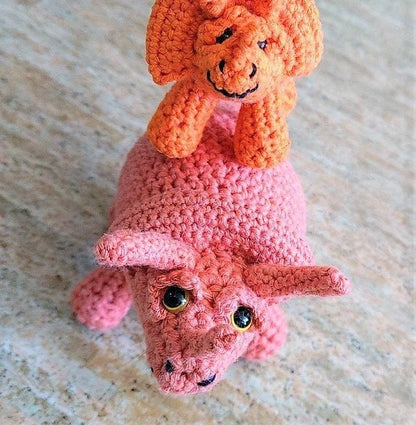 Vintage Crochet Pattern Dinosaur Mamas Babies Eggs Amigurumi PDF Instant Digital Download Plush Stuffed Large Dino Families Soft Toys 10 Ply