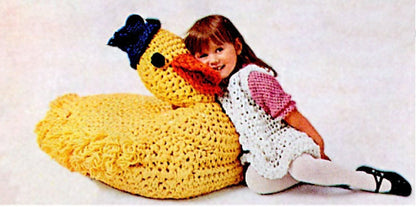 Vintage Crochet Pattern Giant Duck Soft Toy Floor TV Pillow Toddler Beanbag Play Seat PDF Instant Digital Download Amigurumi Play Cushion
