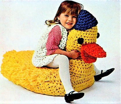 Vintage Crochet Pattern Giant Duck Soft Toy Floor TV Pillow Toddler Beanbag Play Seat PDF Instant Digital Download Amigurumi Play Cushion