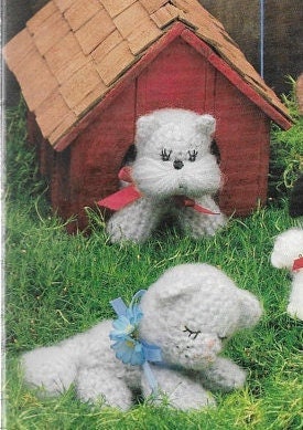 Vintage Crochet Patterns Mini Puppies Kittens Cats Dogs Soft Toys PDF Instant Download Poodle Schnauzer Siamese 6 Amigurumi 3 Ply