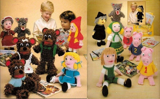 Vintage Crochet Patterns Classic Storybook Fairytale Hand Puppets PDF Instant Digital Download Full Body Puppets or Amigurumi Soft Toys