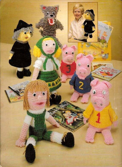 Vintage Crochet Patterns Classic Storybook Fairytale Hand Puppets PDF Instant Digital Download Full Body Puppets or Amigurumi Soft Toys