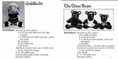 Vintage Crochet Patterns Classic Storybook Fairytale Hand Puppets PDF Instant Digital Download Full Body Puppets or Amigurumi Soft Toys