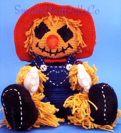 Vintage Crochet Pattern 16" Sitting Scarecrow Amigurumi Doll PDF Instant Digital Download Soft Toy Fall Autumn Holiday Doll 10 Ply