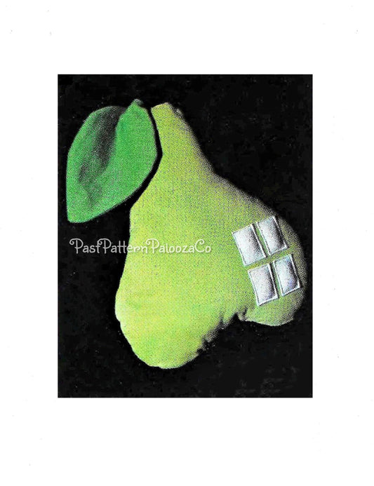 Vintage Sewing Pattern 16" Pear Soft Sculpture Pillow Brushed Denim Fabric PDF Instant Digital Download Decorative Fruit Cushion
