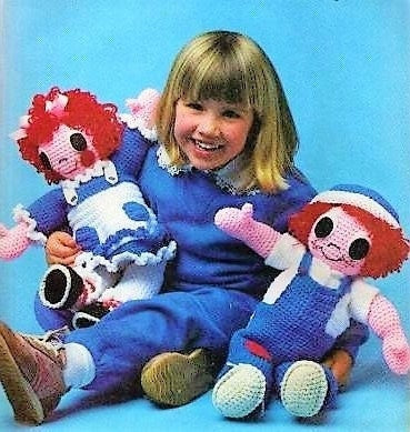 Vintage Crochet Pattern 20" Classic Raggedy Ann & Andy Rag Dolls PDF Instant Digital Download Cute Amigurumi Soft Toy Dolls 10 Ply