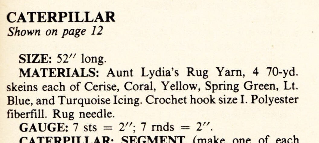 Vintage Crochet Pattern Large 4-5 Ft Caterpillar Armadillo Soft Toy Dolls Floor Pillows PDF Instant Digital Download Retro Amigurumi Plushie