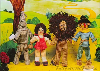 Vintage Crochet Pattern 10-12" The Wizard Of Oz Dolls PDF Instant Digital Download Dorothy Lion Tin Man Scarecrow Soft Toy Amigurumi 8 Ply
