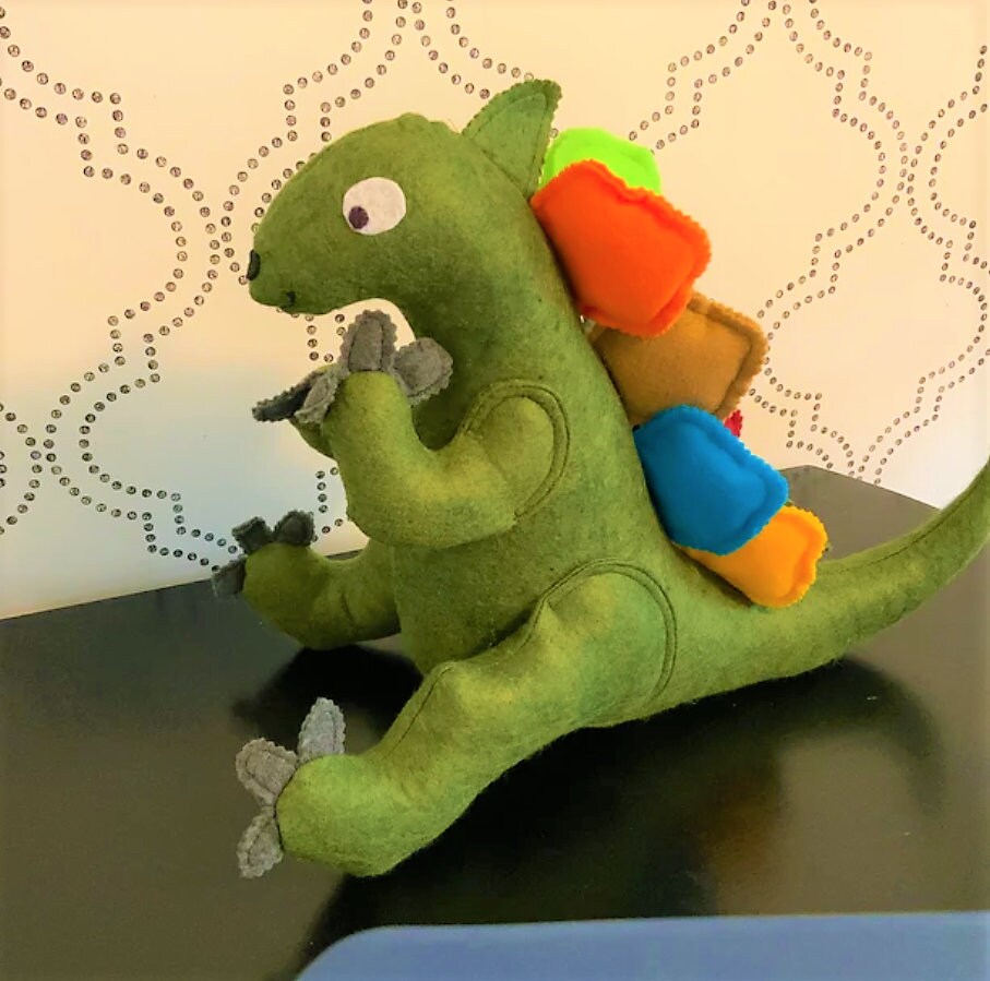 Vintage Sewing Pattern Felt Fabric Dinosaur Soft Sculpture Toy Dolls 26" Brontosaurus 14" Stegosaurus PDF Instant Digital Download