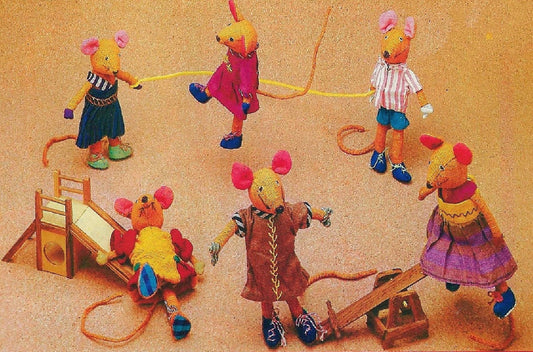 Vintage Sewing Pattern 7" Fabric Mouse Soft Toy Dolls and Clothing PDF Instant Digital Download Animal Dolls Playful School Mice