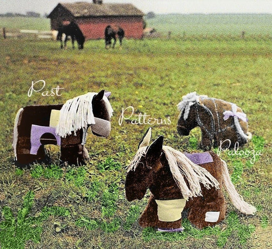 Vintage Sewing Pattern Patchwork 16" Pony Horse and Donkey Soft Toy Dolls PDF Instant Digital Download Soft Corduroy Stuffed Animals