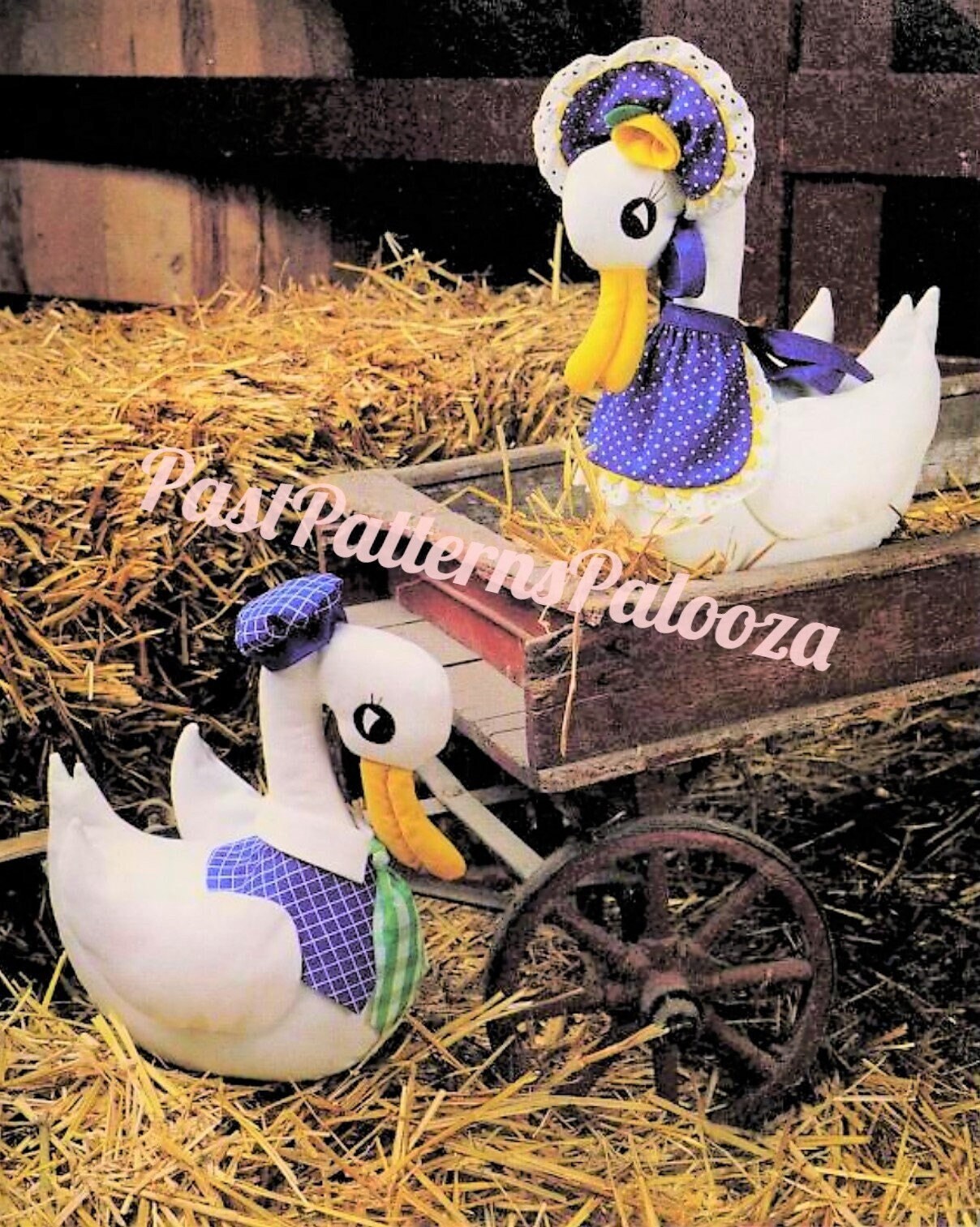 Vintage Sewing Pattern 14" Country Easter Goose Couple Soft Sculpture Dolls PDF Instant Digital Download Boy Girl Goose Gander Geese Toys