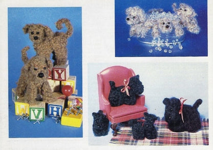 Vintage Crochet Pattern Mini Scottie Dog Puppies Amigurumi in 5 Sizes PDF Instant Digital Download Miniature Soft Toy Dolls