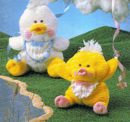 Vintage Crochet Pattern The Puffalumps Mama Duck Baby Duckling Chick Amigurumi Dolls PDF Instant Digital Download Retro Soft Toys 3 Ply