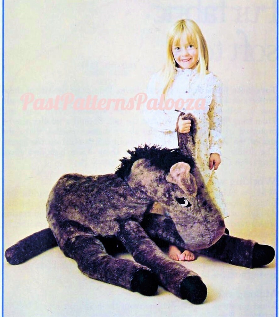 Vintage Sewing Pattern 36" Giant Lamb and Donkey Stuffed Animals Fur Fabric Soft Toys PDF Instant Digital Download Sewn Jumbo Farm Dolls