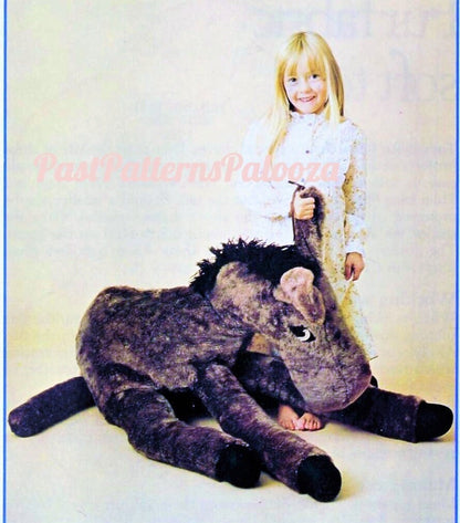 Vintage Sewing Pattern 36" Giant Lamb and Donkey Stuffed Animals Fur Fabric Soft Toys PDF Instant Digital Download Sewn Jumbo Farm Dolls