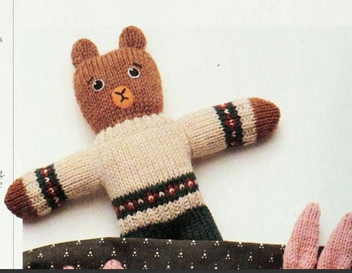 Vintage Knitting Pattern 10" Well Dressed Animal Soft Toy Dolls PDF Instant Digital Download Teddy Bear Bunny Rabbit Kitty Cat 5 Ply