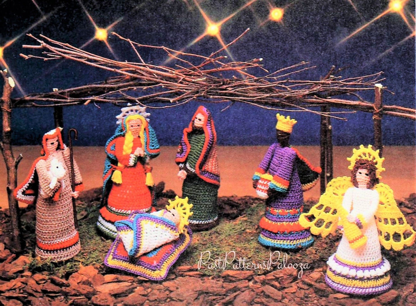 Vintage Crochet Pattern 6" Folk Art Christmas Nativity Set Soft Amigurumi Dolls PDF Instant Digital Download Six Figure Creche Cotton Thread