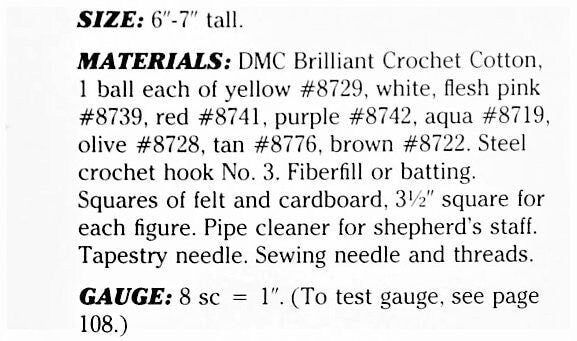 Vintage Crochet Pattern 6" Folk Art Christmas Nativity Set Soft Amigurumi Dolls PDF Instant Digital Download Six Figure Creche Cotton Thread