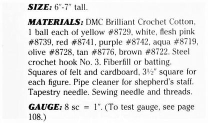 Vintage Crochet Pattern 6" Folk Art Christmas Nativity Set Soft Amigurumi Dolls PDF Instant Digital Download Six Figure Creche Cotton Thread