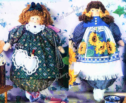 Vintage Sewing Pattern Kitchen Angel Apron Annie Dolls Bag Holders PDF Instant Digital Download Pretty Plush Fabric Plastic Bag Catchers