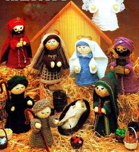 Vintage Knitting Pattern 6" Knit Christmas Nativity Soft Amigurumi Dolls PDF Instant Digital Download Nine Figures 4 Ply