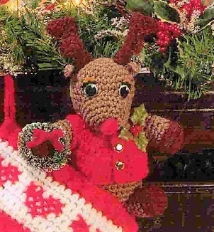 Vintage Crochet Pattern 7" Christmas Reindeer Snowman Elf Soft Toy Dolls PDF Instant Digital Download Plush Holiday Amigurumi 5 Ply
