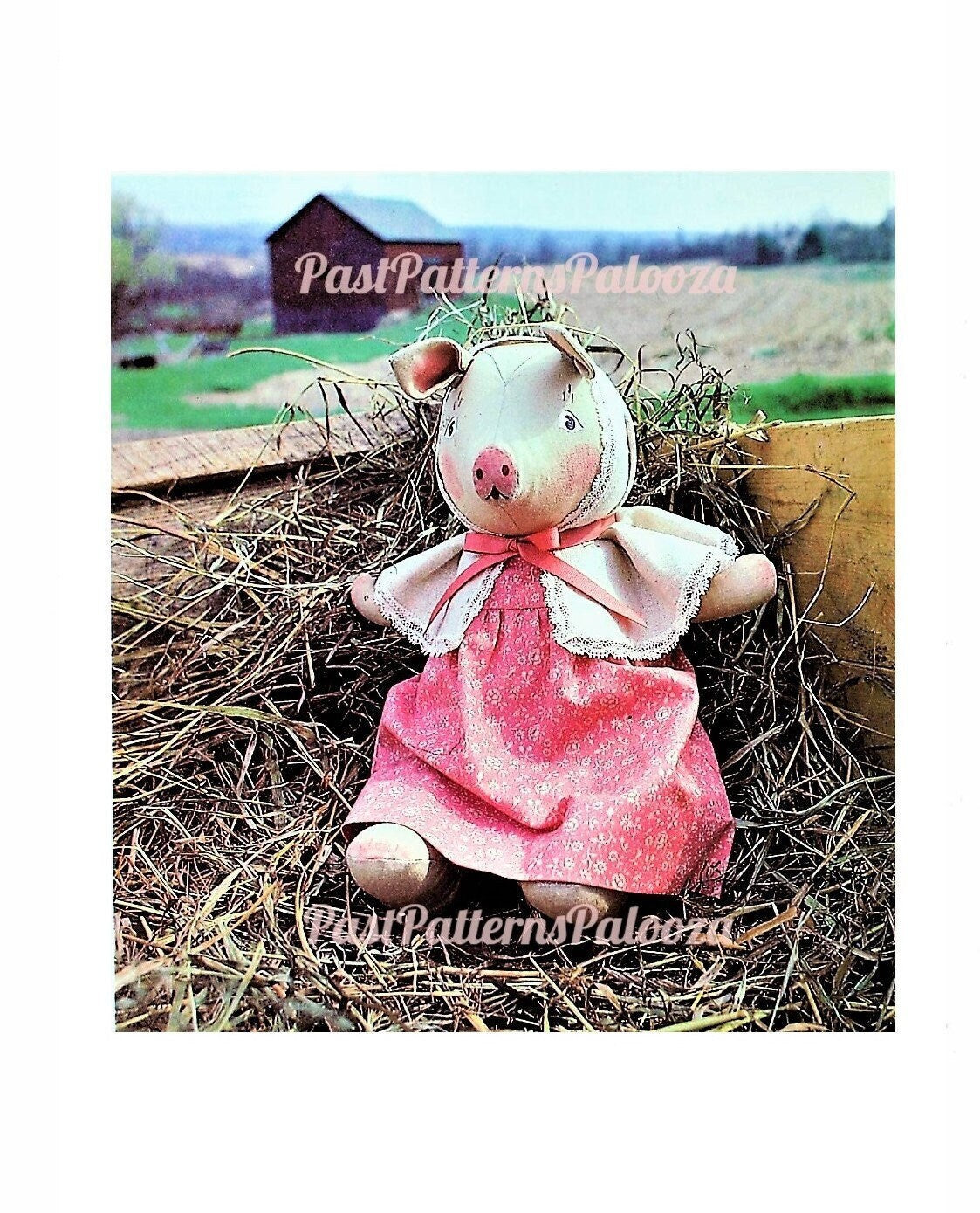 Vintage Sewing Pattern 30" Miss Lillian Pig Soft Toy Doll Cotton Fabric PDF Instant Digital Download Victorian Era Country Pig