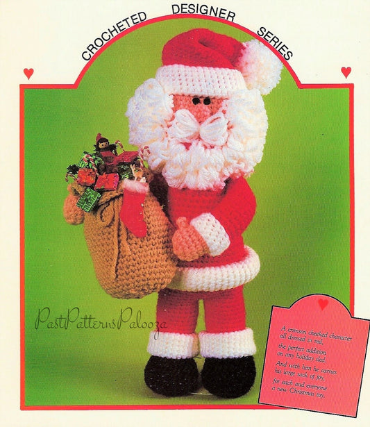 Vintage Crochet Pattern 16" Santa Claus Soft Toy Doll PDF Instant Download Plush Christmas Amigurumi Play or Display Figure 4 Ply