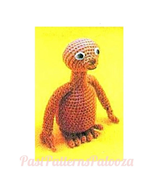 Vintage Crochet Pattern 11" ET Space Alien Amigurumi Doll E.T. Extra Terrestrial PDF Instant Digital Download Space Creature Soft Toy 10 Ply