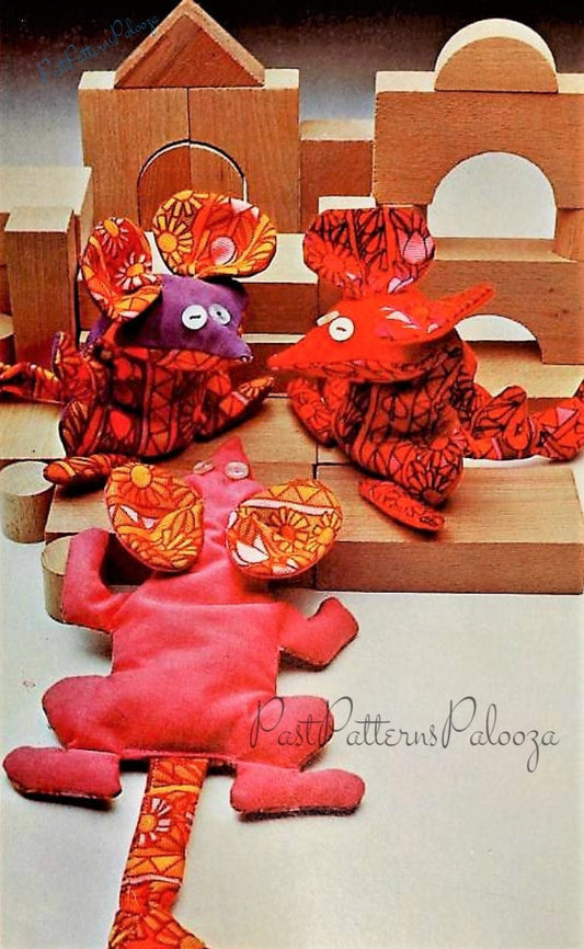 Vintage Sewing Pattern 9" Bean Bag Mouse Fabric Mice Doll Beanies PDF Instant Digital Download Sewn Beanbag Animal Soft Toys