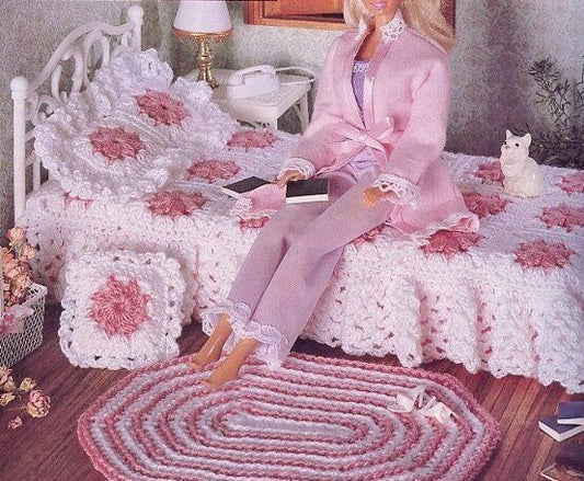 Vintage Crochet Pattern Fashion Doll House Home Decor Afghans Bed & Bath Linens Rugs Tablecloth Dollhouse Sized PDF Instant Digital Download